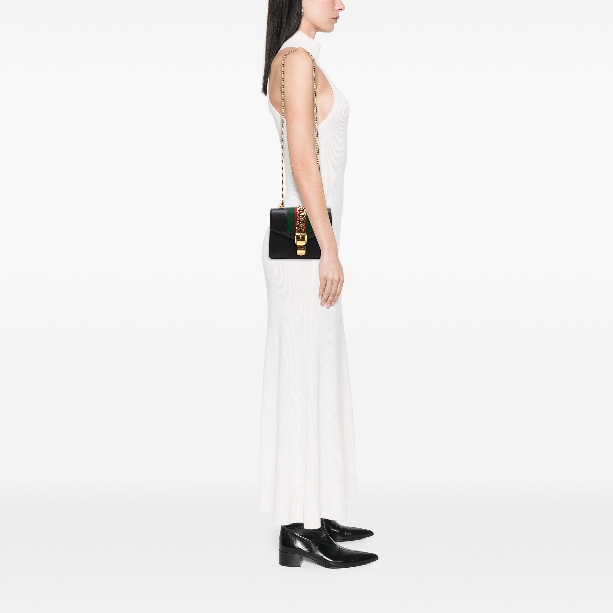 Mini Leather Web Sylvie Chain Crossbody