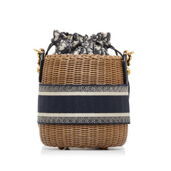 Oblique Wicker Bucket Bag