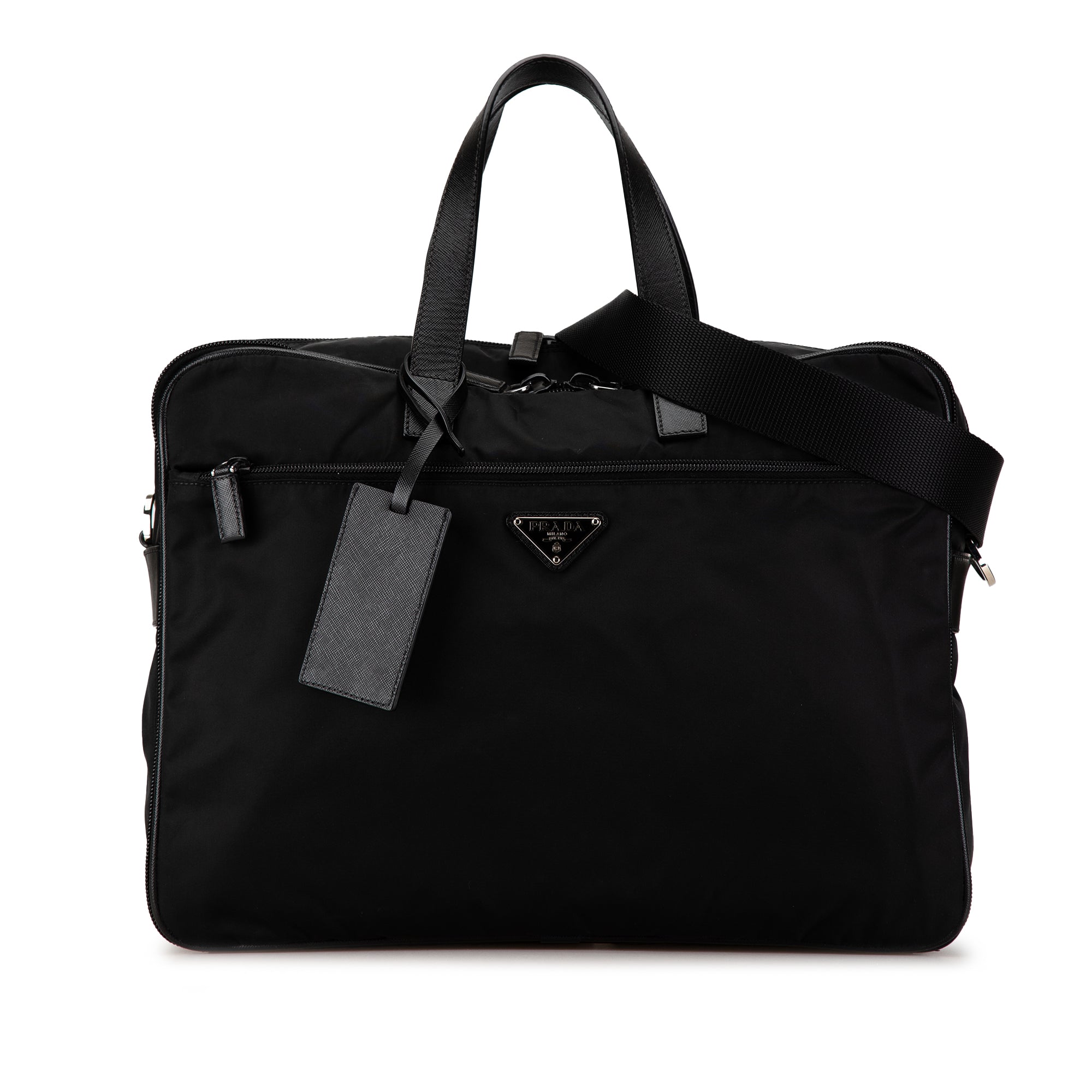 Saffiano-Trimmed Tessuto Briefcase