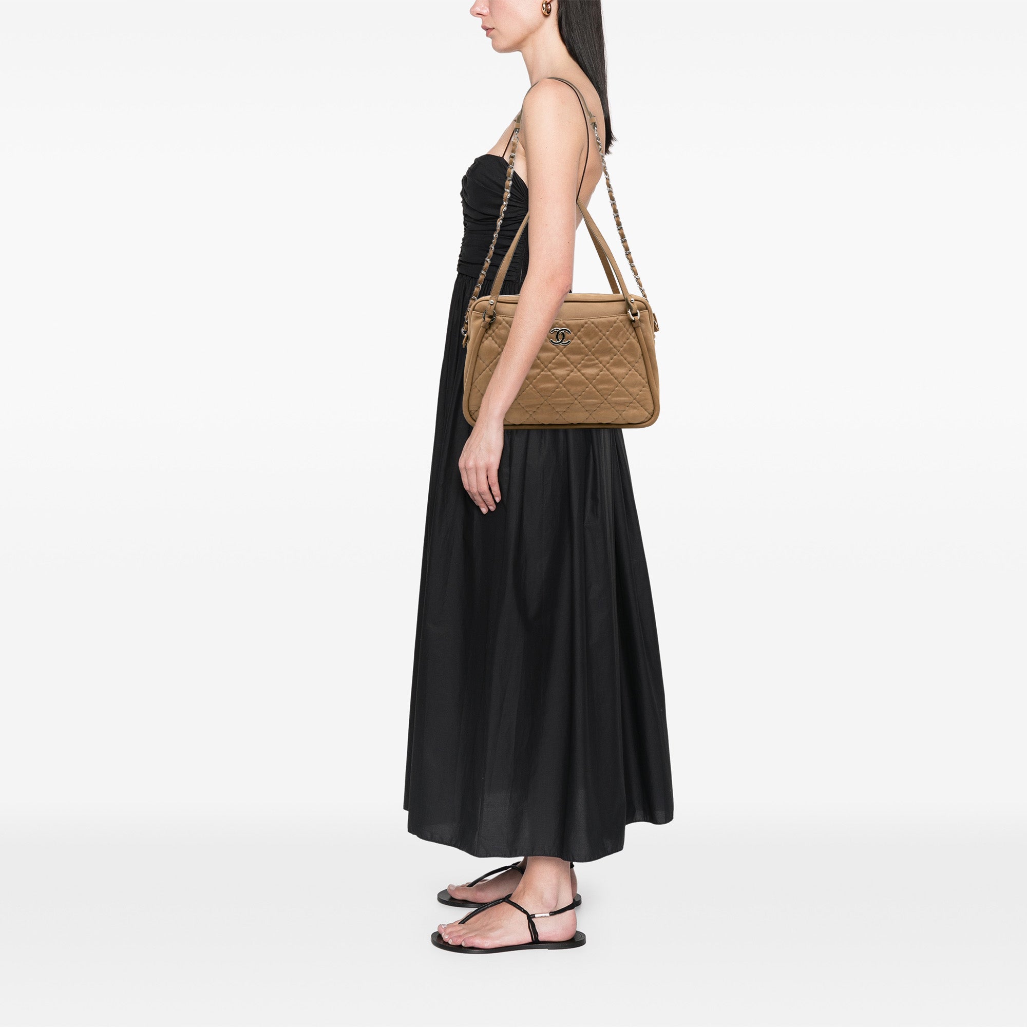 Quilted Iridescent Calfskin Relax CC Satchel