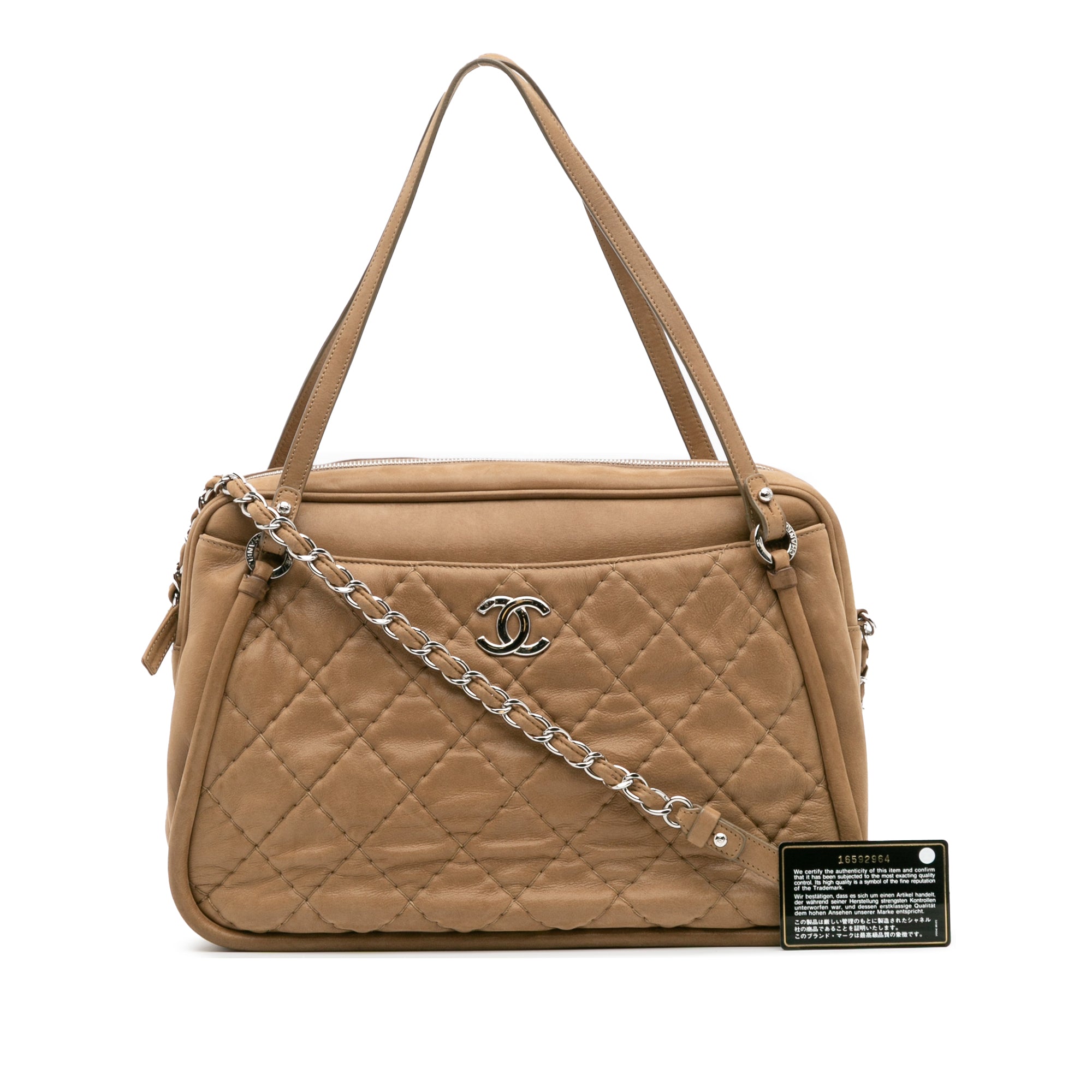 Quilted Iridescent Calfskin Relax CC Satchel