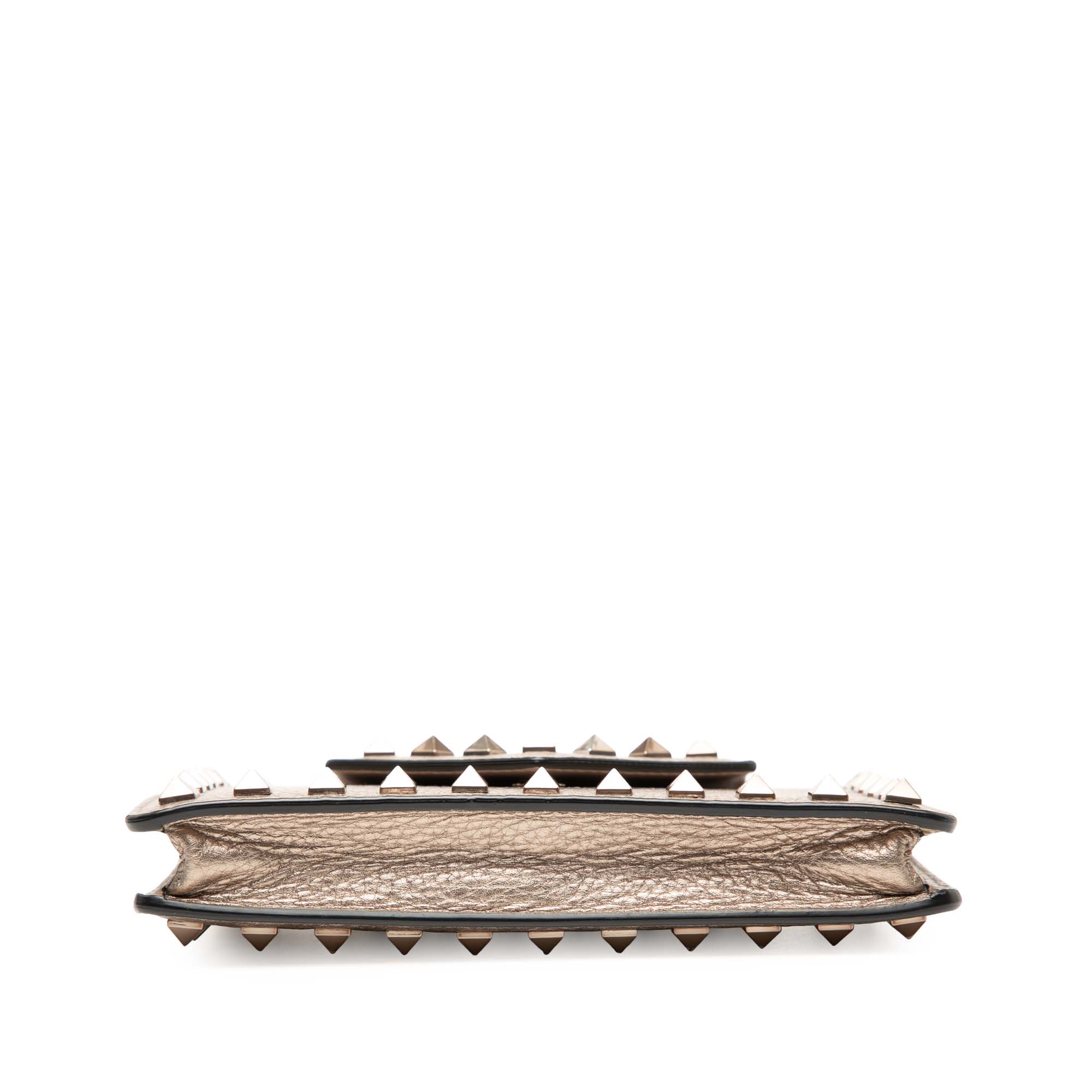 Metallic Pebbled Calfskin Rockstud Phone Case with Chain