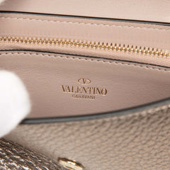 Metallic Pebbled Calfskin Rockstud Phone Case with Chain