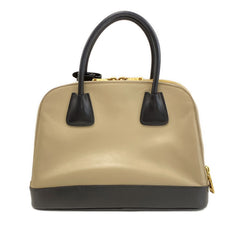 Bicolor Soft Calf Double Zip Dome Satchel