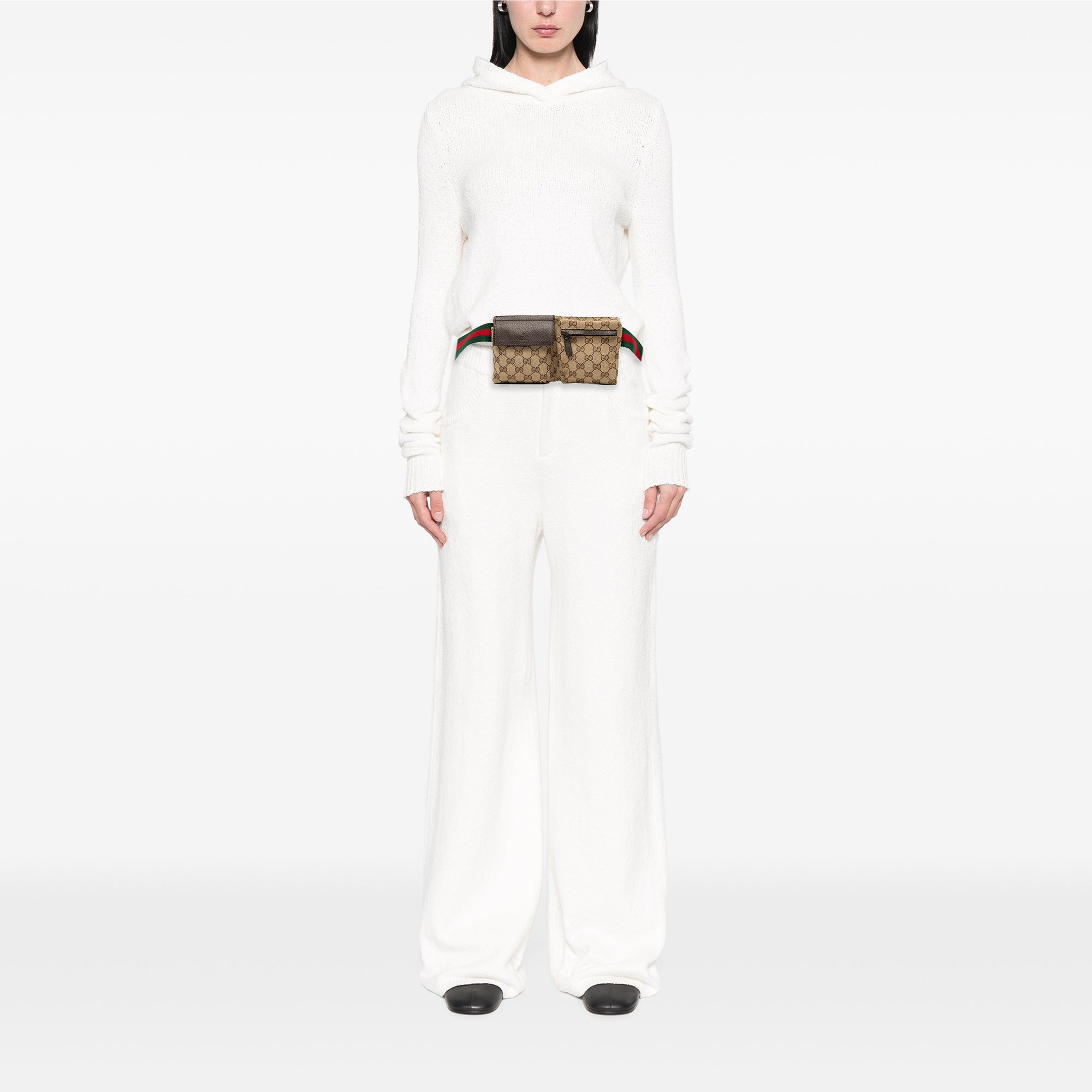 GG Canvas Web Double Pocket Belt Bag