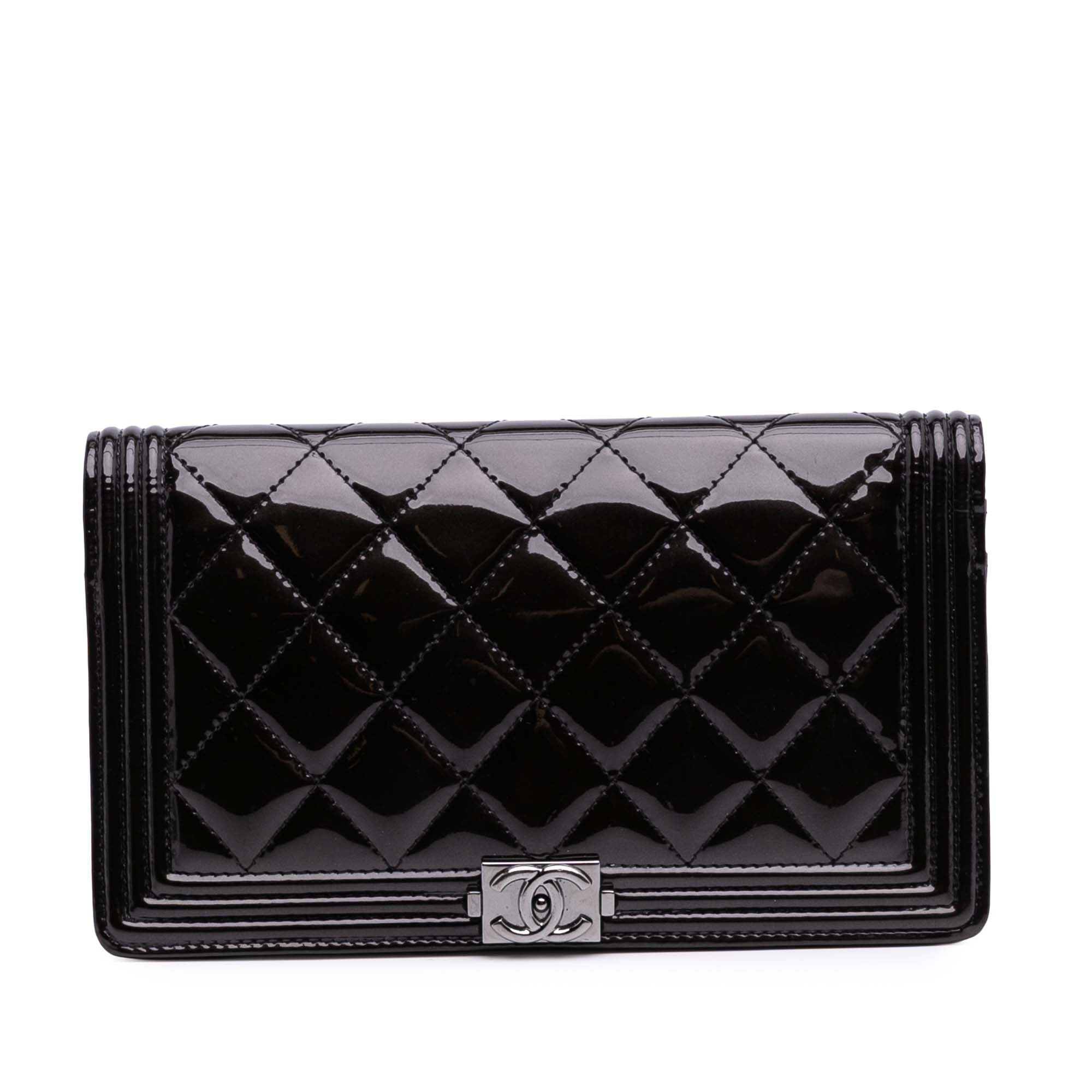 Quilted Patent Boy Long Wallet