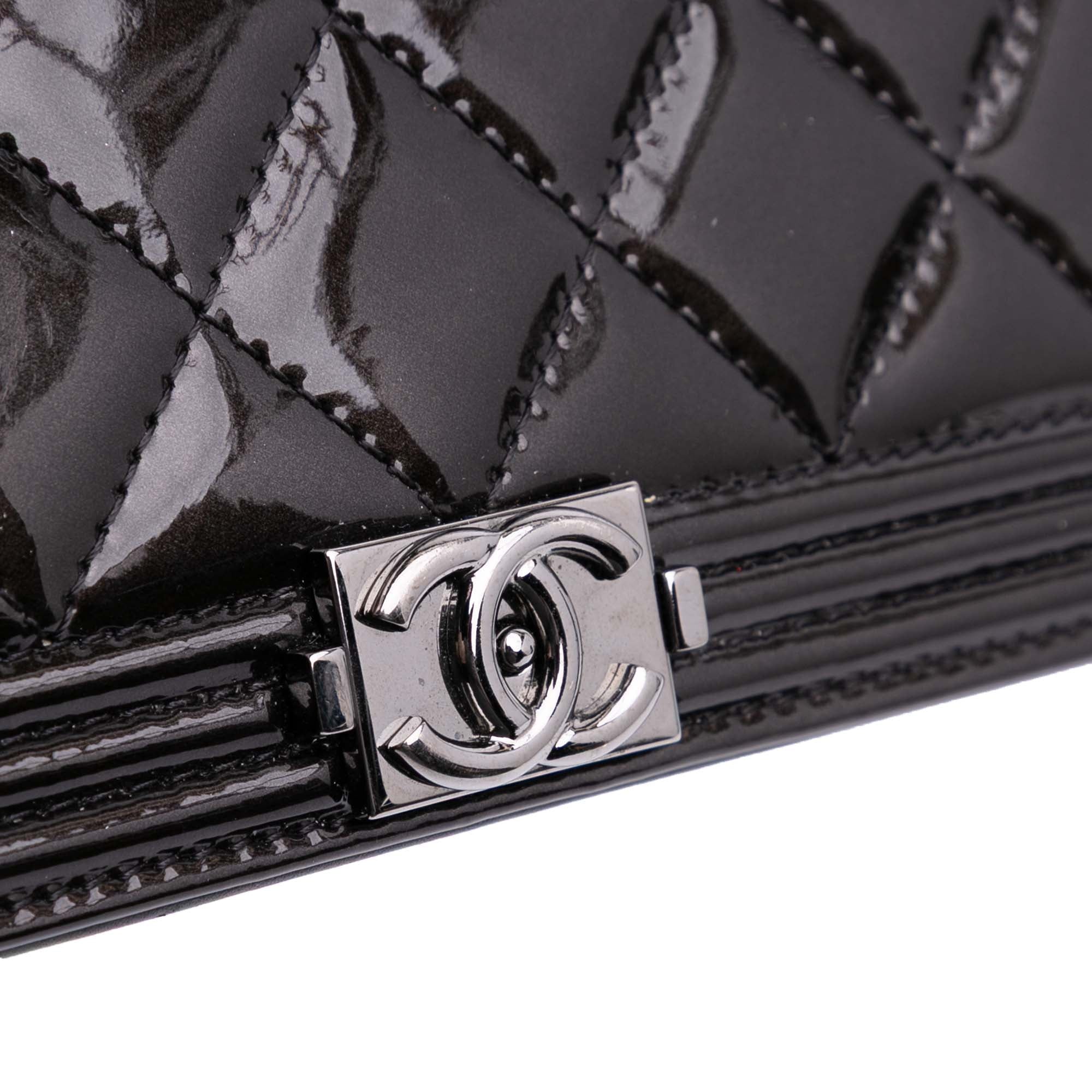 Quilted Patent Boy Long Wallet