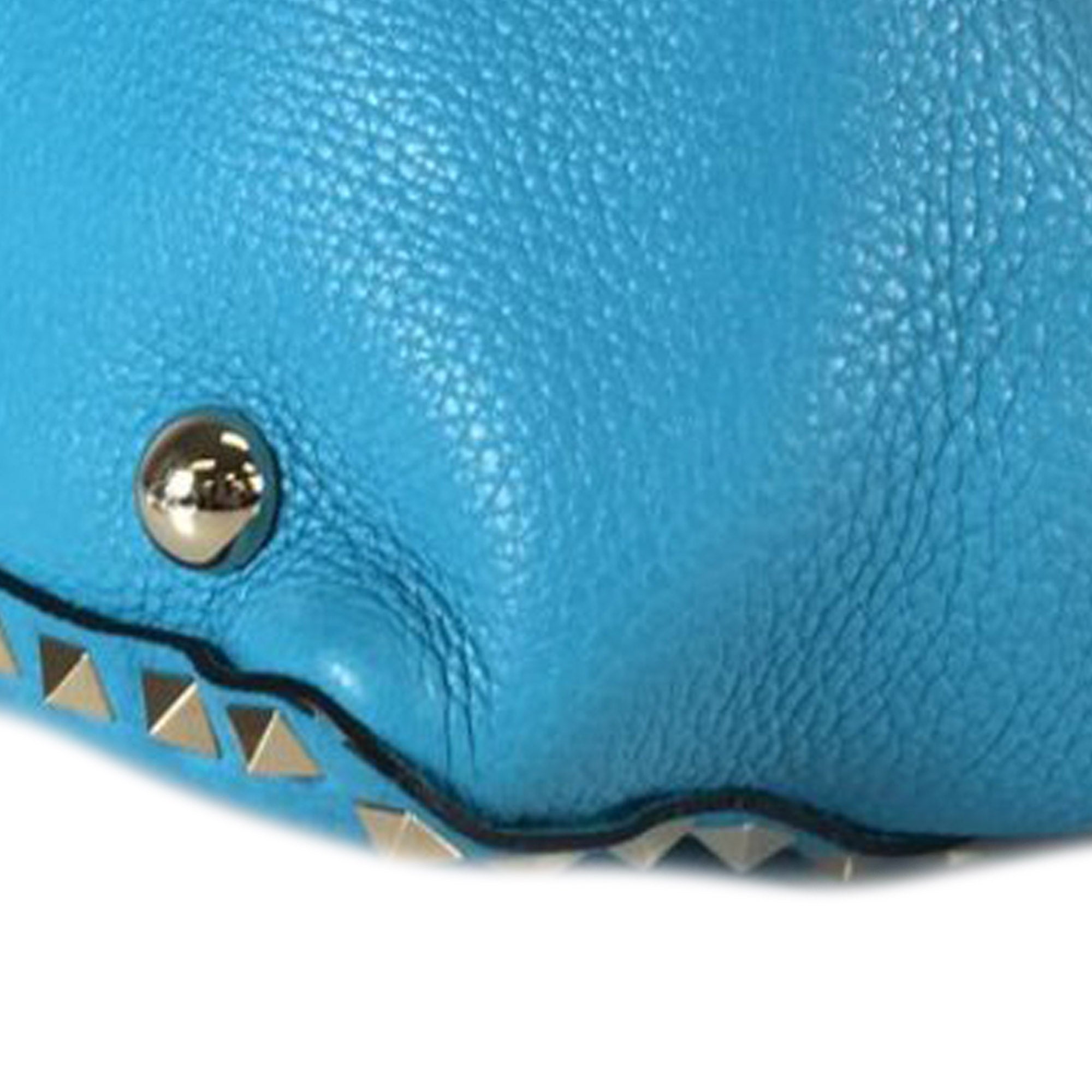 Small Grained Calfskin Rockstud Trapeze Satchel