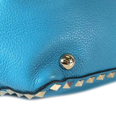 Small Grained Calfskin Rockstud Trapeze Satchel