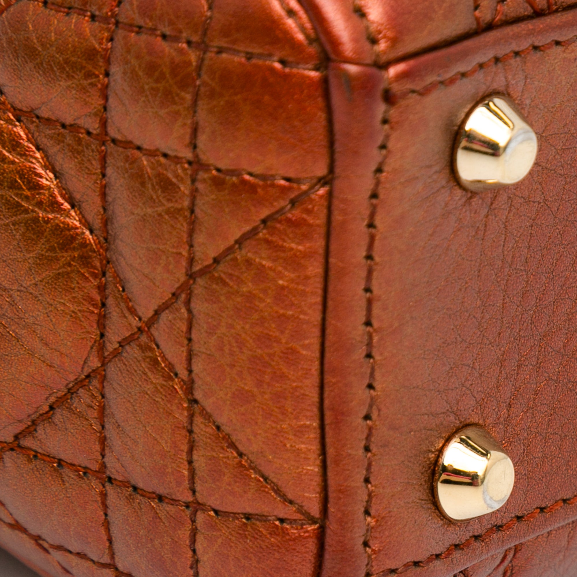 Mini Metallic Calfskin Cannage Lady Dior