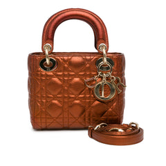 Mini Metallic Calfskin Cannage Lady Dior