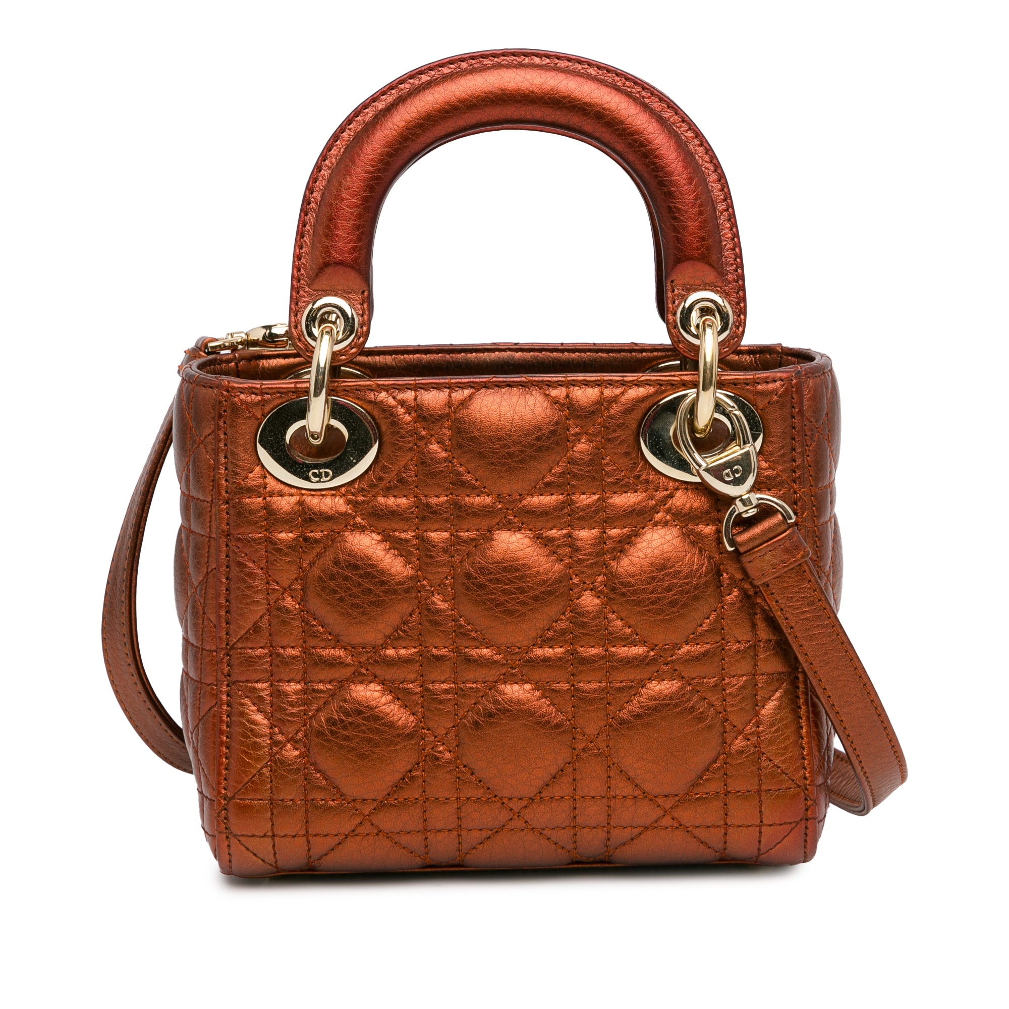 Mini Metallic Calfskin Cannage Lady Dior