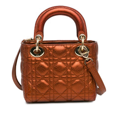Mini Metallic Calfskin Cannage Lady Dior