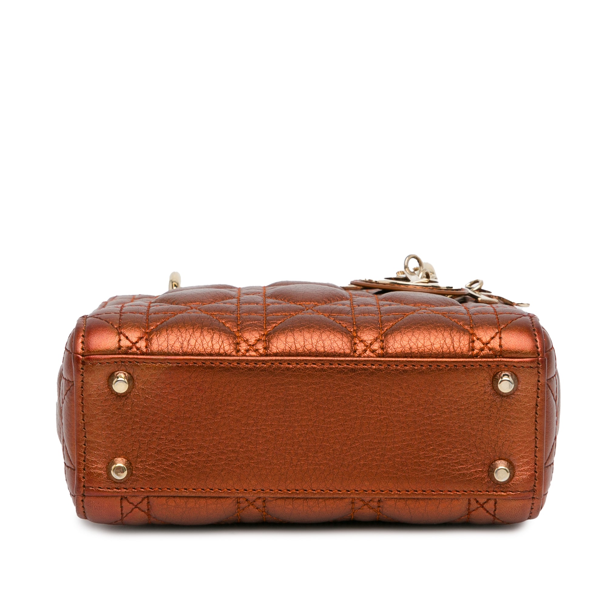 Mini Metallic Calfskin Cannage Lady Dior