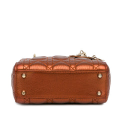 Mini Metallic Calfskin Cannage Lady Dior