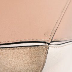 Small Tricolor Calfskin and Suede Puzzle Satchel