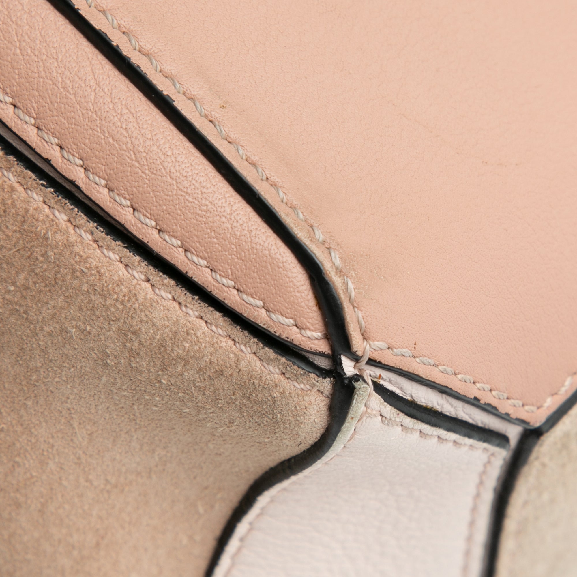 Small Tricolor Calfskin and Suede Puzzle Satchel