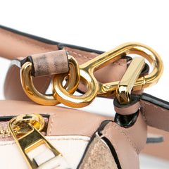 Small Tricolor Calfskin and Suede Puzzle Satchel