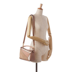 Small Tricolor Calfskin and Suede Puzzle Satchel