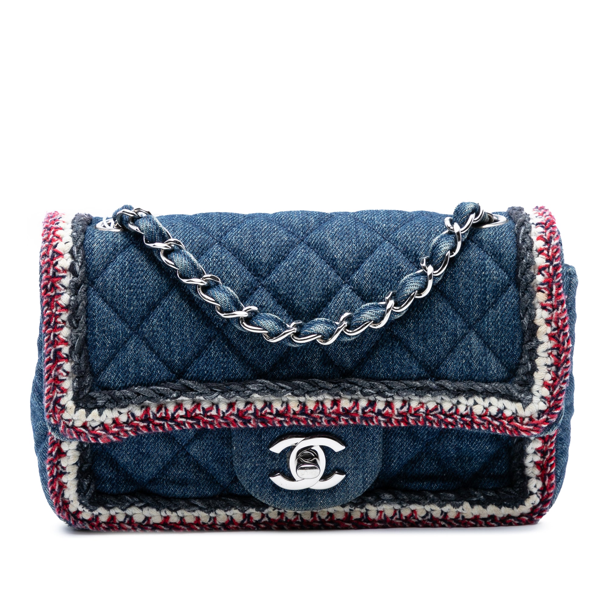 Mini Rectangular Classic Denim Braided Single Flap