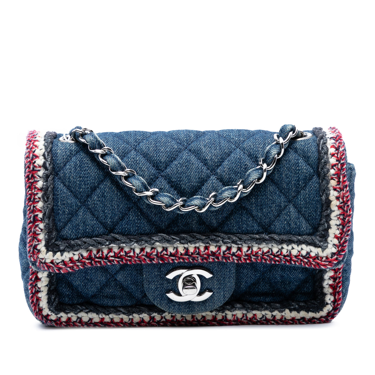 Mini Rectangular Classic Denim Braided Single Flap
