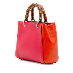Mini Bicolor Calfskin Bamboo Shopper Satchel