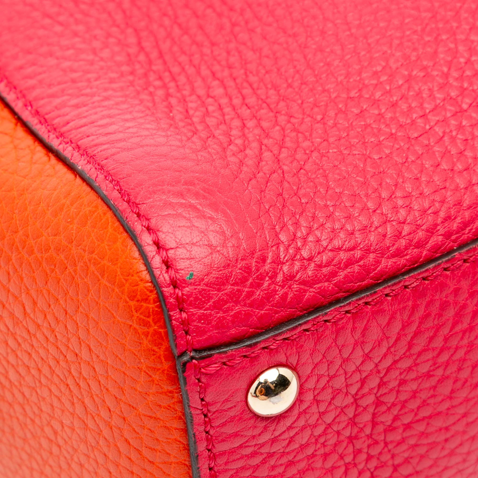 Mini Bicolor Calfskin Bamboo Shopper Satchel