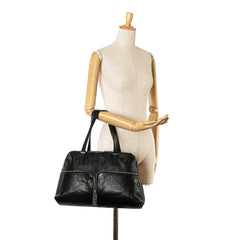 Leather Unzipped Shoulder Bag