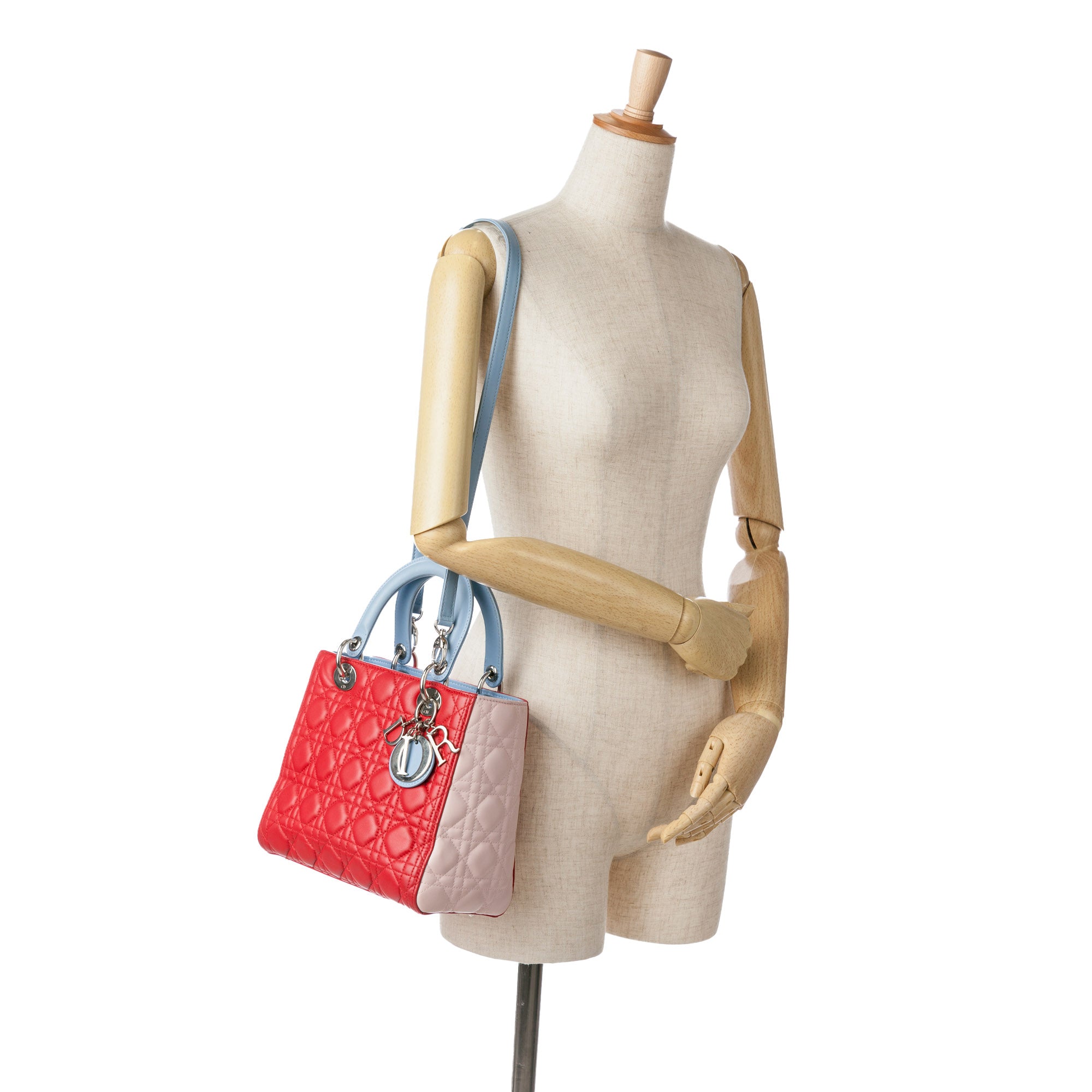 Medium Tricolor Lambskin Cannage Lady Dior