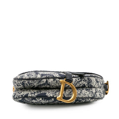 Canvas Reverse Embroidered Toile De Jouy Saddle Bag