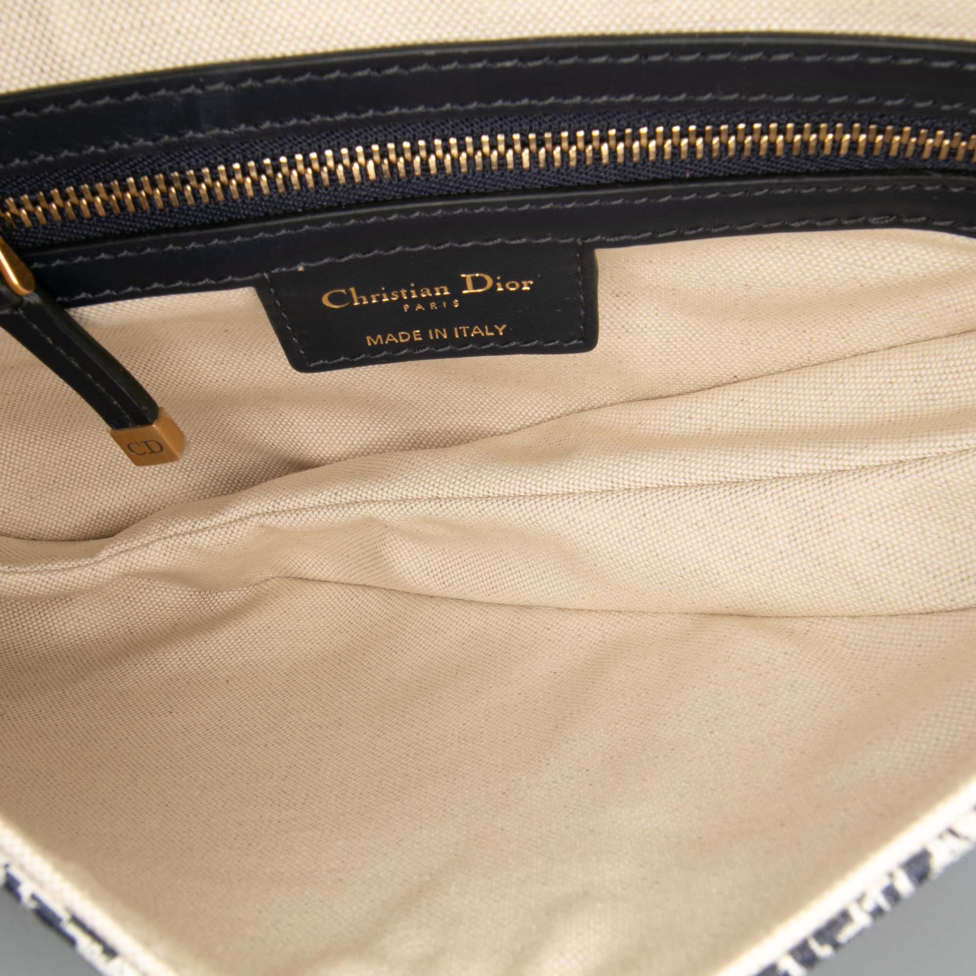 Canvas Reverse Embroidered Toile De Jouy Saddle Bag