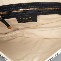Canvas Reverse Embroidered Toile De Jouy Saddle Bag