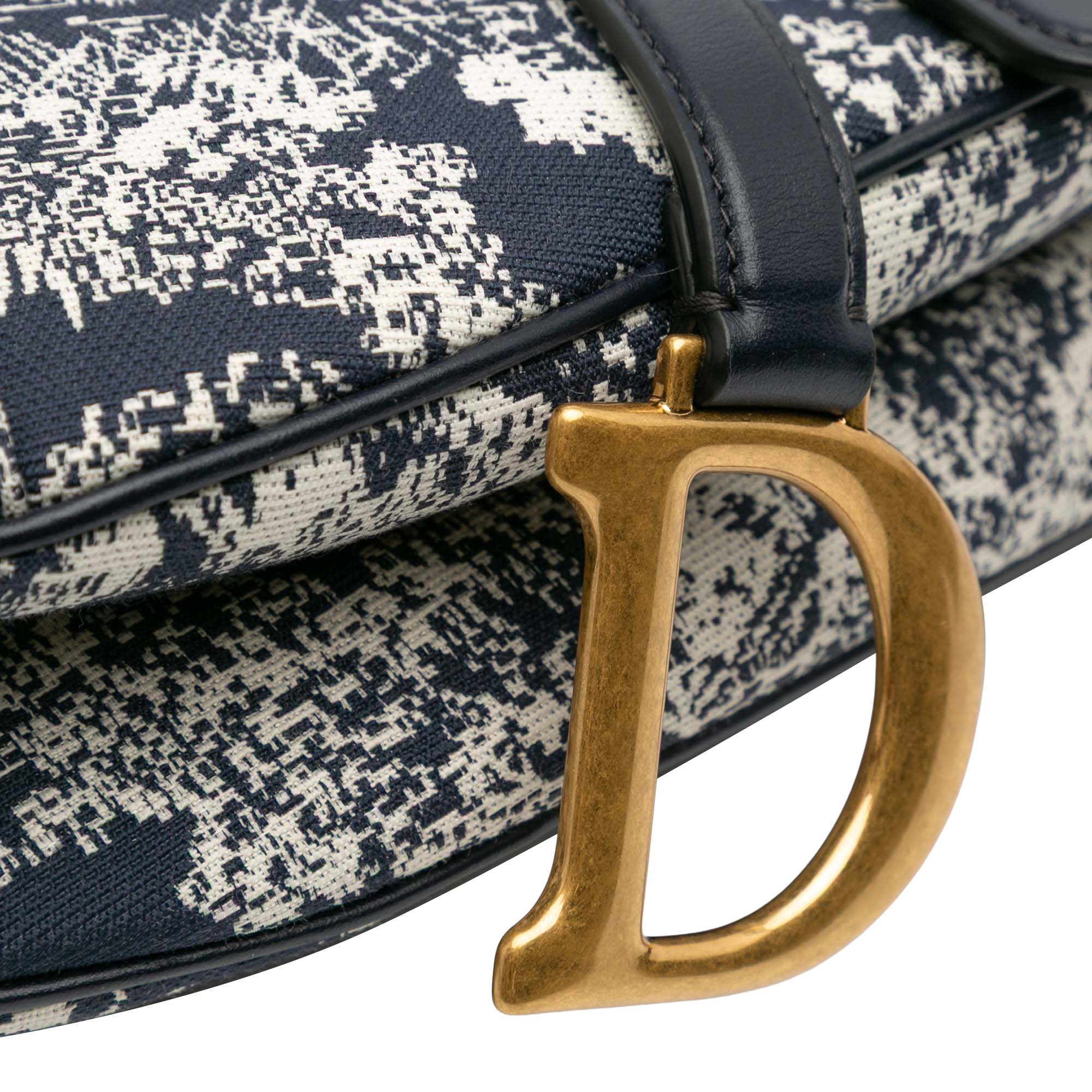 Canvas Reverse Embroidered Toile De Jouy Saddle Bag