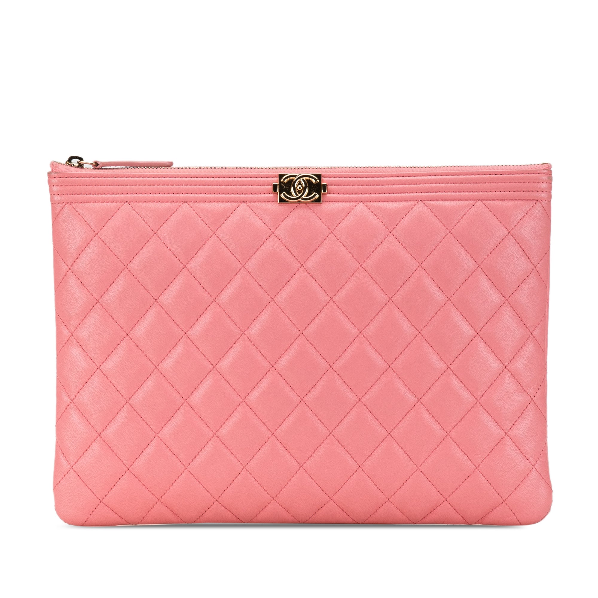 Medium Quilted Lambskin Boy O Case Clutch