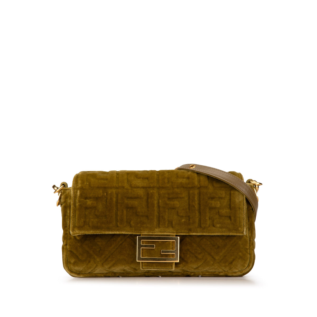 Zucca Embossed Velvet Baguette Satchel