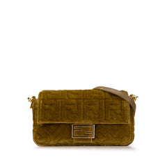 Zucca Embossed Velvet Baguette Satchel