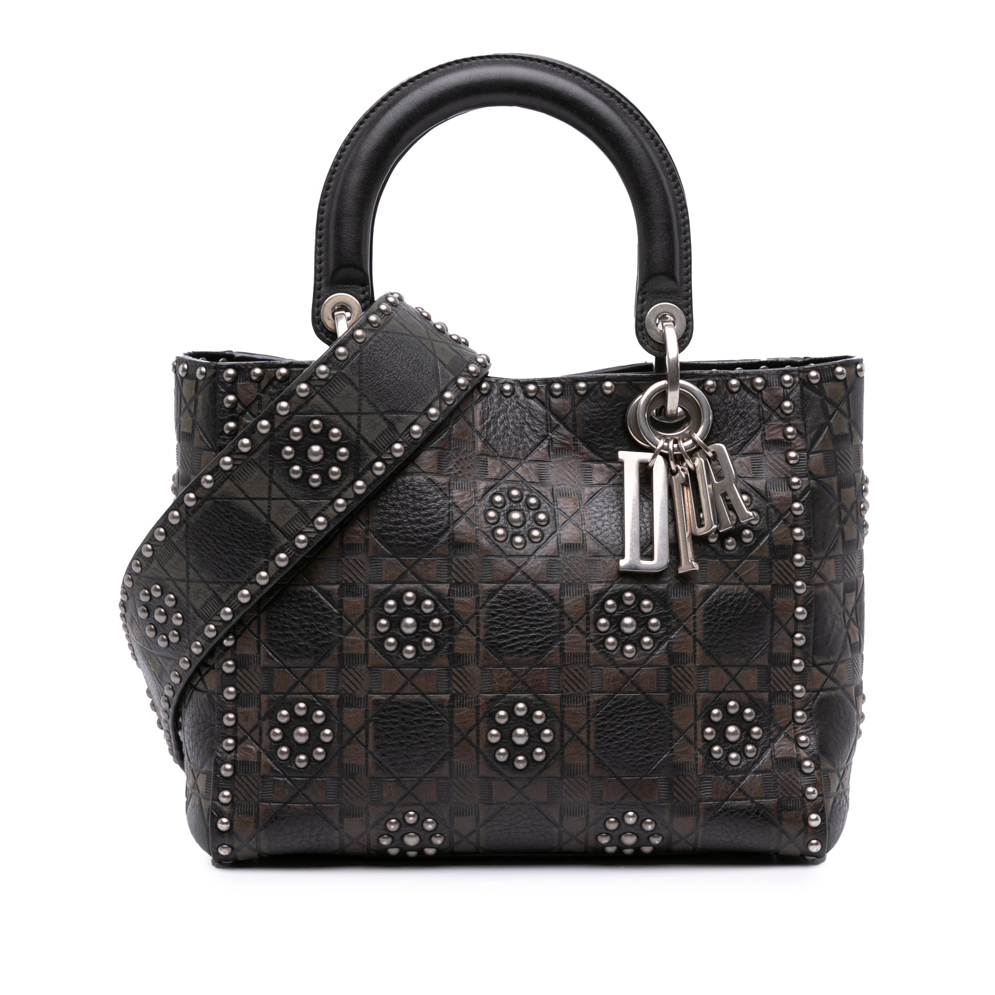 Medium Calfskin Cannage Embossed Flower Studded Supple Lady Dior