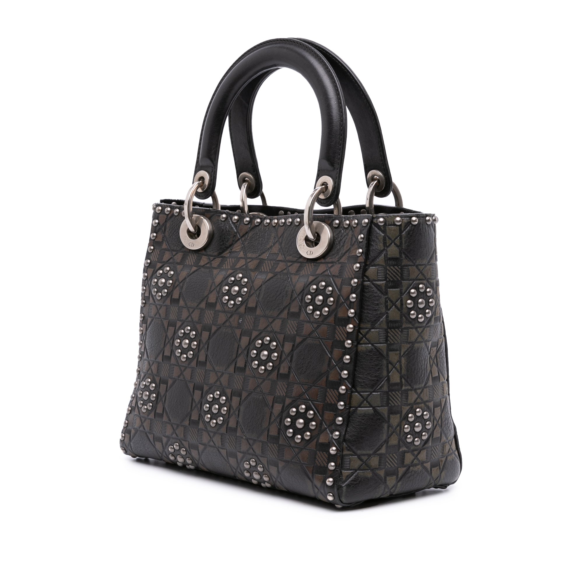Medium Calfskin Cannage Embossed Flower Studded Supple Lady Dior