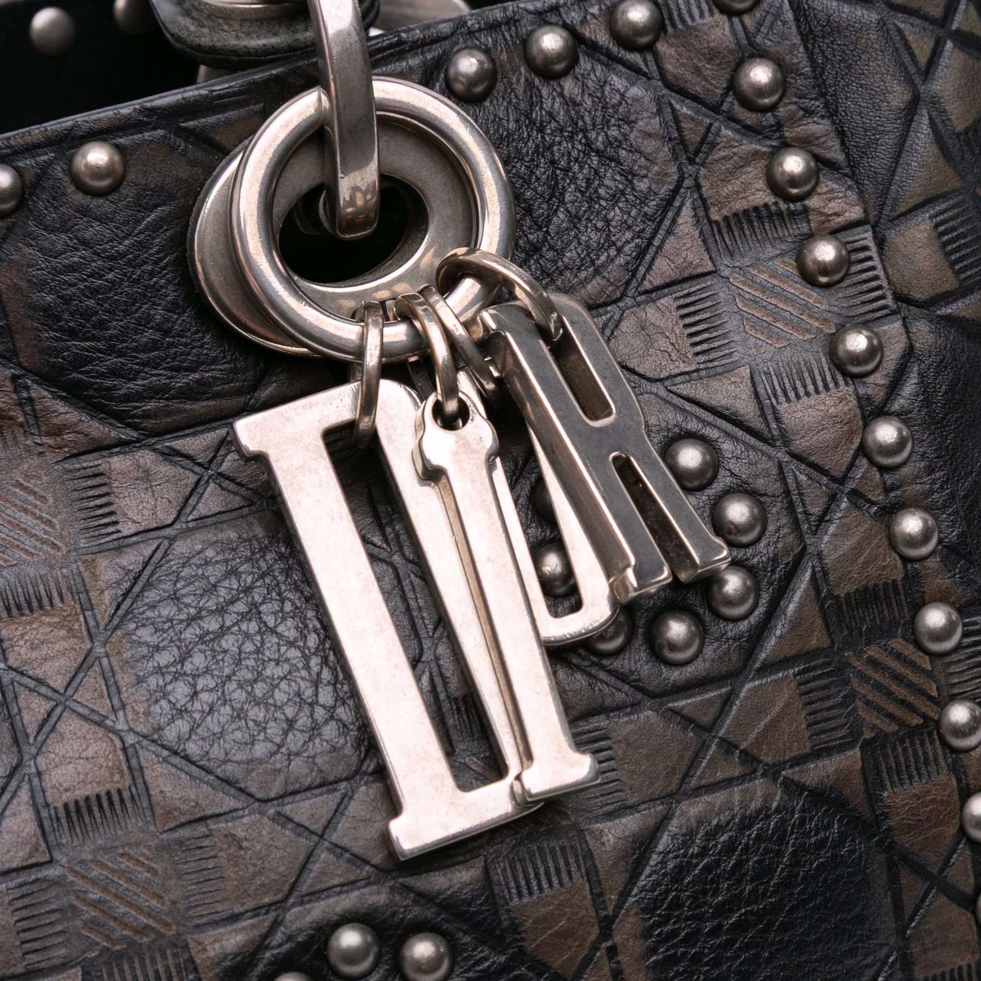 Medium Calfskin Cannage Embossed Flower Studded Supple Lady Dior