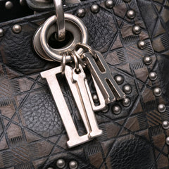 Medium Calfskin Cannage Embossed Flower Studded Supple Lady Dior