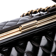 Small Quilted Glazed Calfskin Mademoiselle Frame Top Handle Bag
