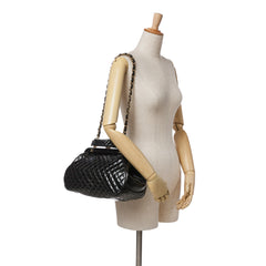 Small Quilted Glazed Calfskin Mademoiselle Frame Top Handle Bag