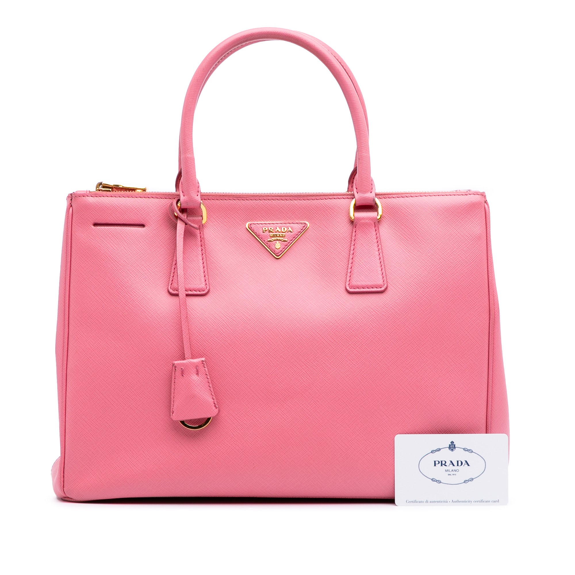 Medium Saffiano Lux Galleria Double Zip Satchel