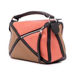 Small Calfskin Graphic Puzzle Satchel