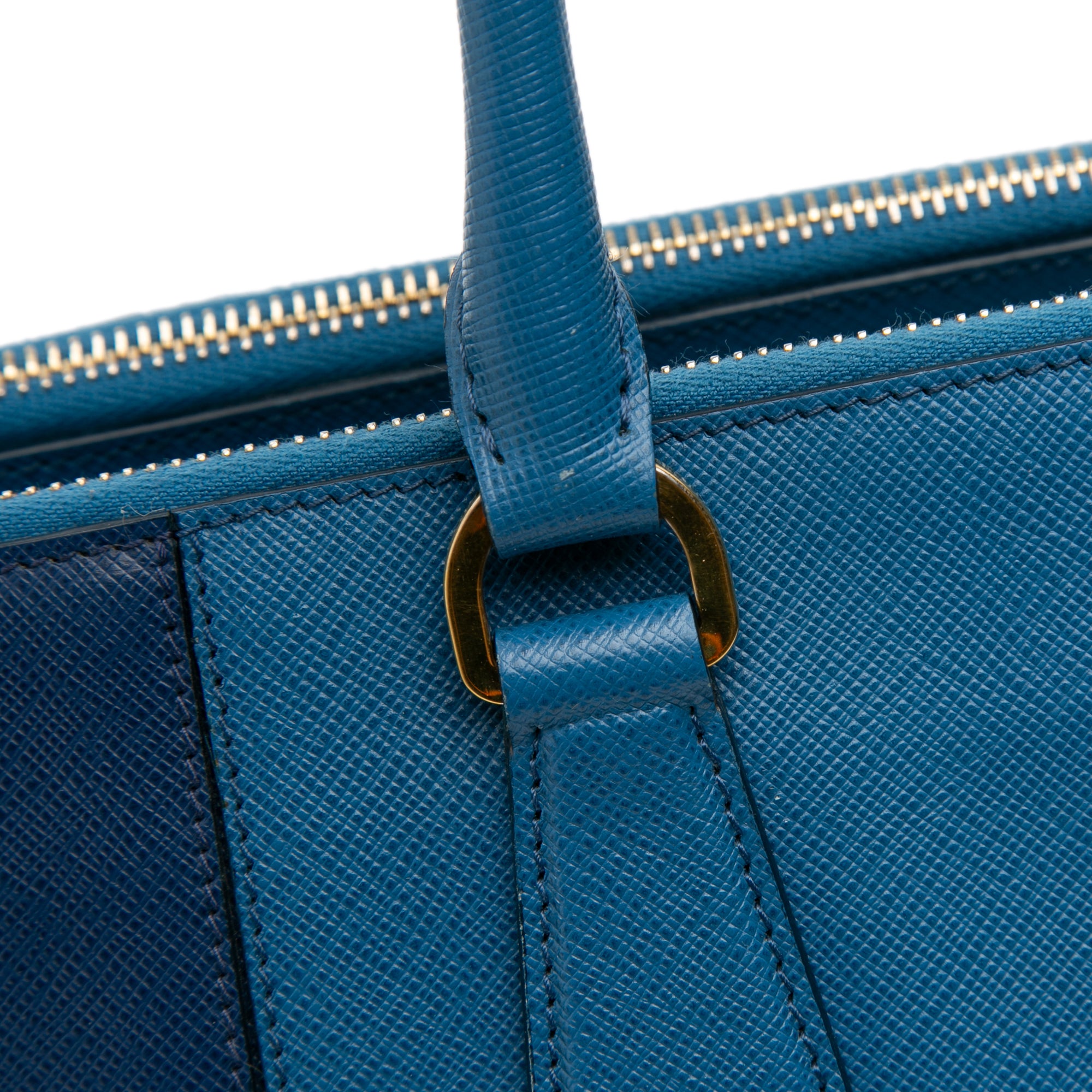 Medium Bicolor Saffiano Lux Galleria Double Zip Satchel