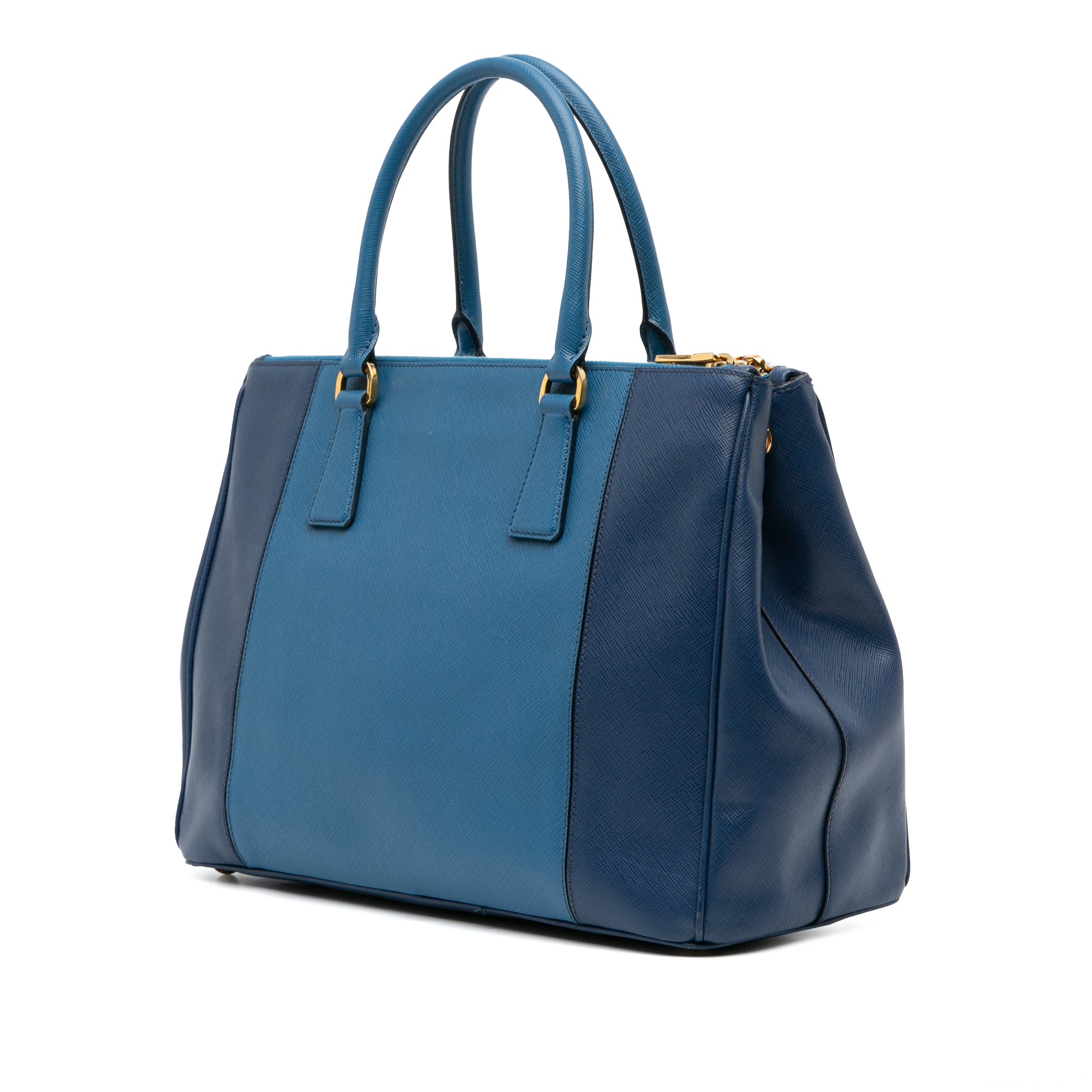 Medium Bicolor Saffiano Lux Galleria Double Zip Satchel