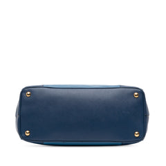 Medium Bicolor Saffiano Lux Galleria Double Zip Satchel