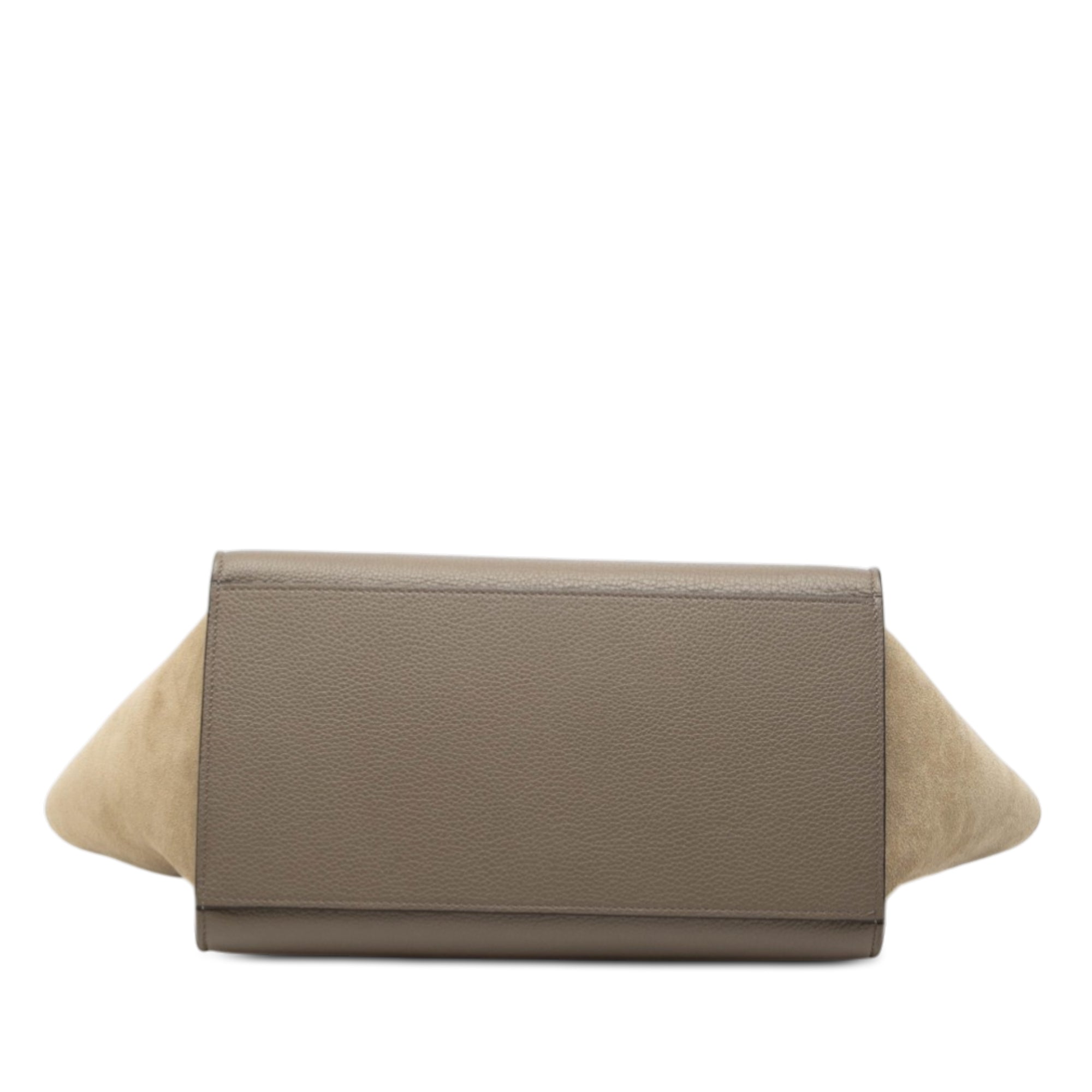 Small Bicolor Calfskin and Suede Trapeze Satchel