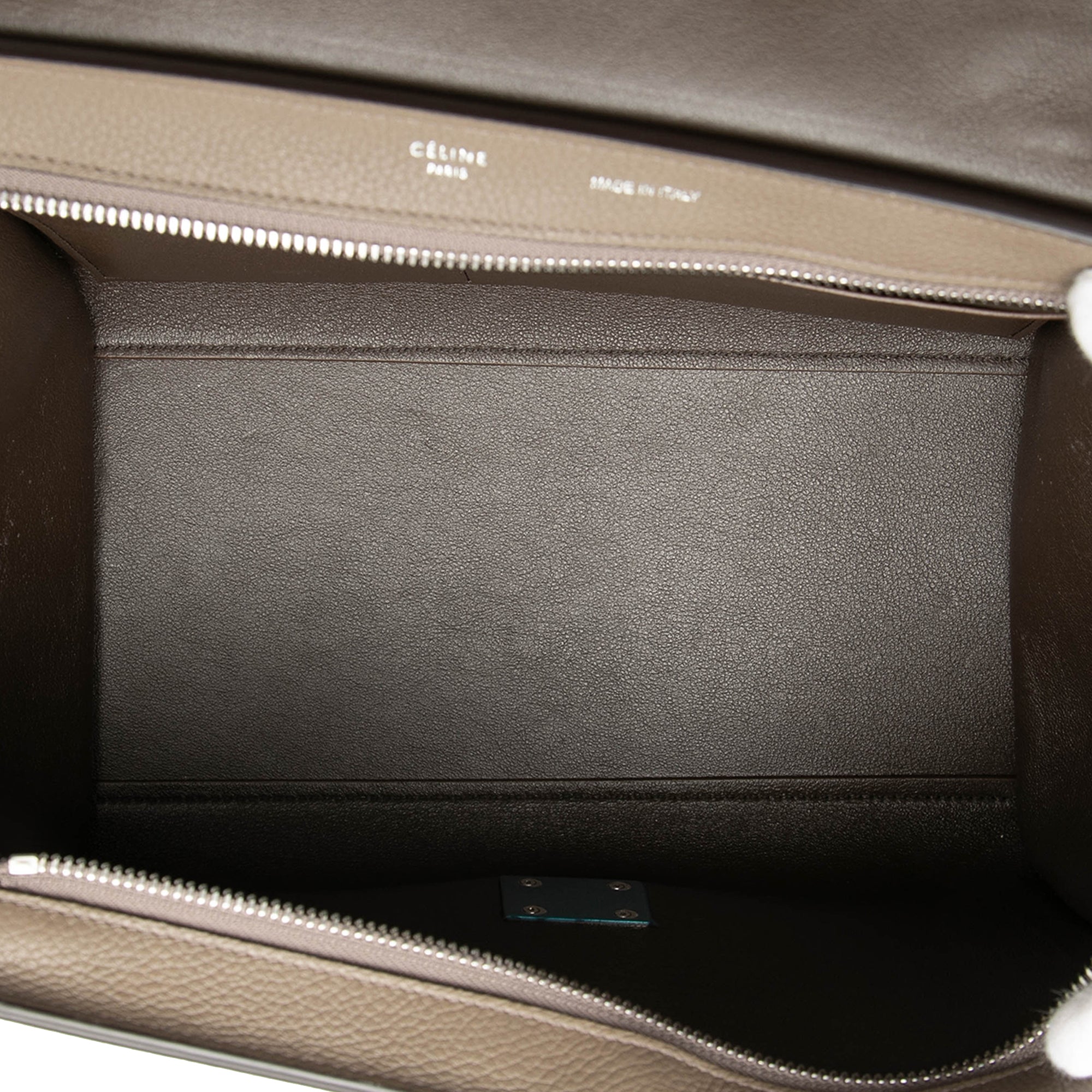 Small Bicolor Calfskin and Suede Trapeze Satchel