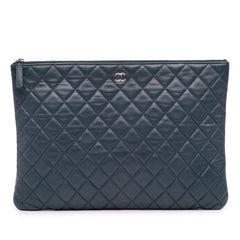 Large Quilted Lambskin O Case Clutch